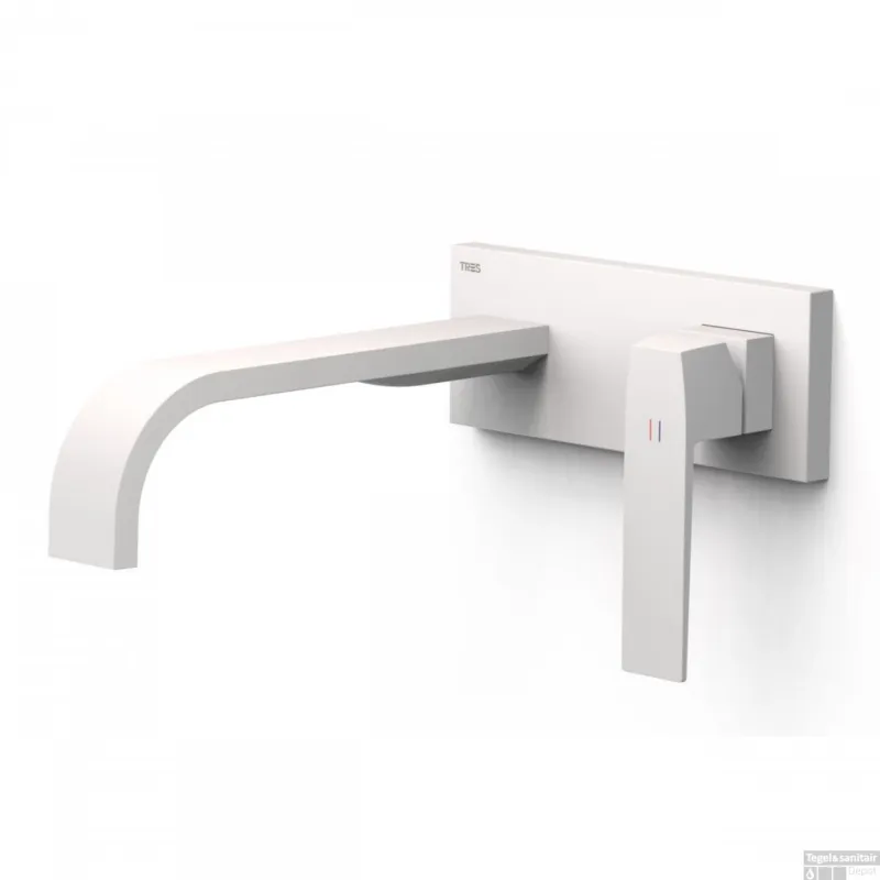 Favoriet Wastafelmengkraan Inbouw Tres Slim Exclusive Lange Gebogen Uitloop en Lange Hendel Mat Wit