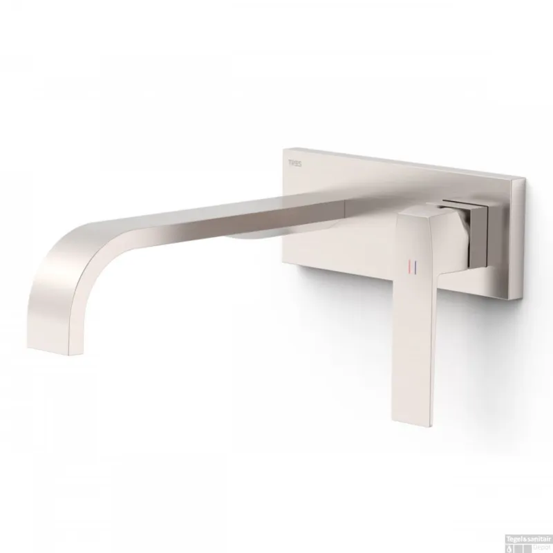 Dagaanbieding Wastafelmengkraan Inbouw Tres Slim Exclusive Lange Gebogen Uitloop en Lange Hendel RVS