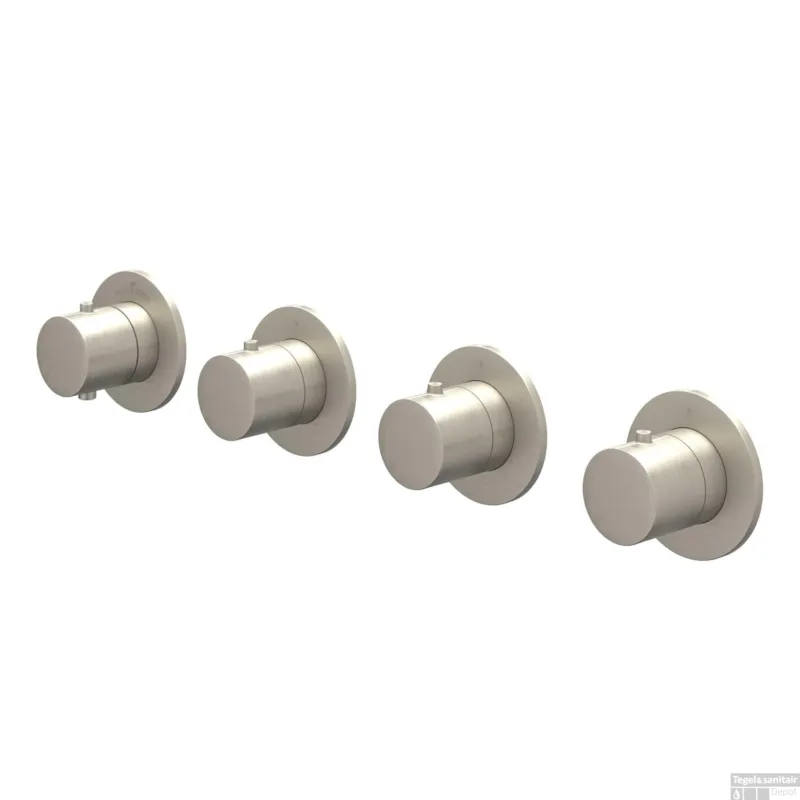 Weekendaanbieding Afbouwdeel IVY Bond Inbouwthermostaat 3 Stopkranen Symmetry Met Ronde Rozetten Geborsteld Nickel PVD