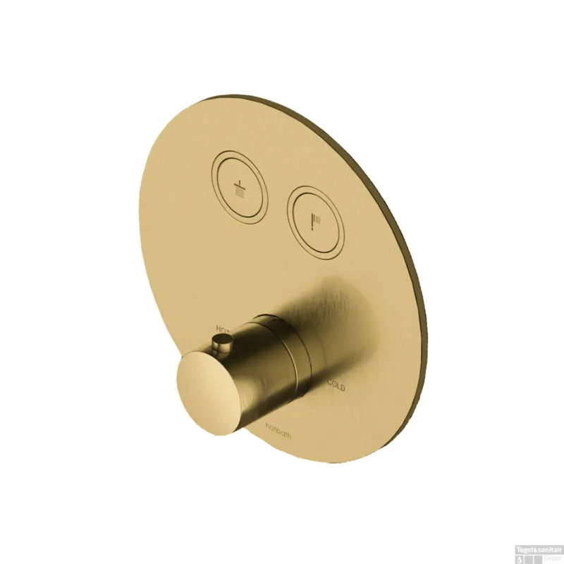 Douchethermostaat Hotbath Cobber Inbouw 2 Pushbuttons Rond Geborsteld Messing (excl. inbouwdeel) Living Colours Betrouwbaar