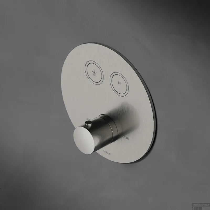 Douchethermostaat Hotbath Cobber Inbouw 2 Pushbuttons Rond Geborsteld Nikkel (excl. inbouwdeel) Flitsaanbieding