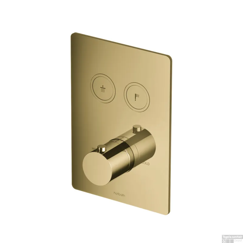 Douchethermostaat Hotbath Cobber Inbouw 2 Pushbuttons Vierkant Gepolijst Messing (excl. inbouwdeel) Living Colours Uitverkoop