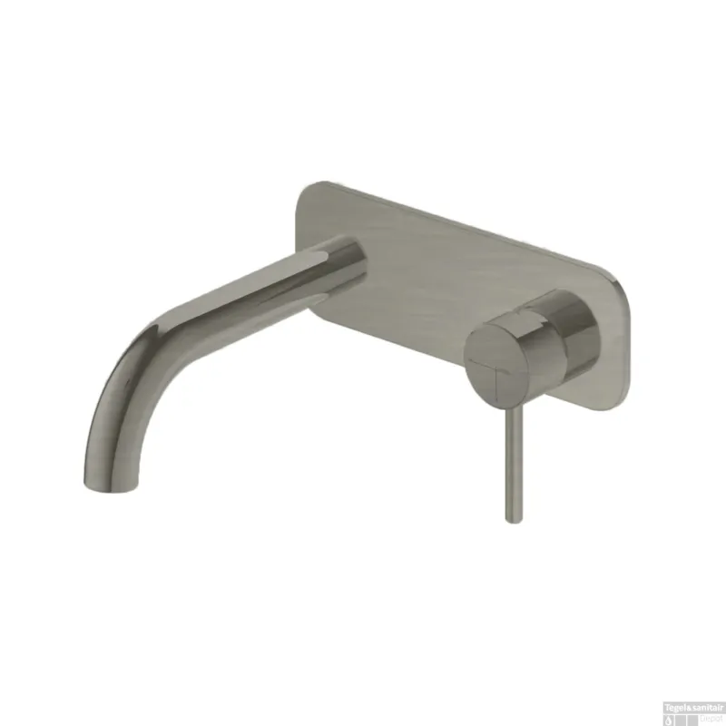 Tijdelijk Beschikbaar Wastafelmengkraan Hotbath Buddy inbouw 3+3 inbouwsysteem 1-hendel Gebogen 16.4 cm Geborsteld Nikkel