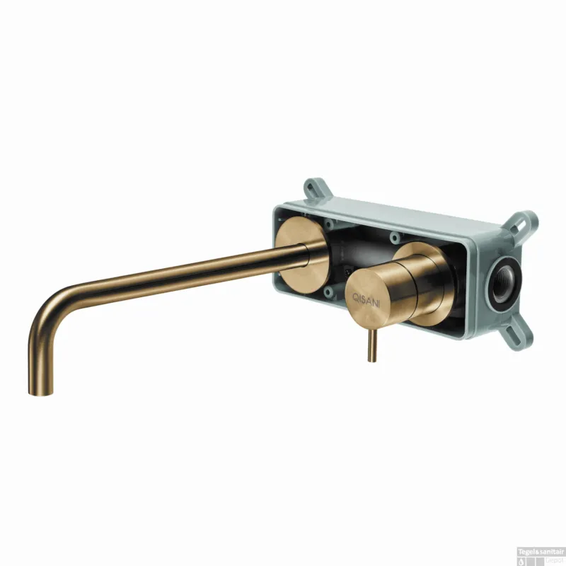 Inbouwkraan Qisani Flow Hoog Geborsteld Goud Premium
