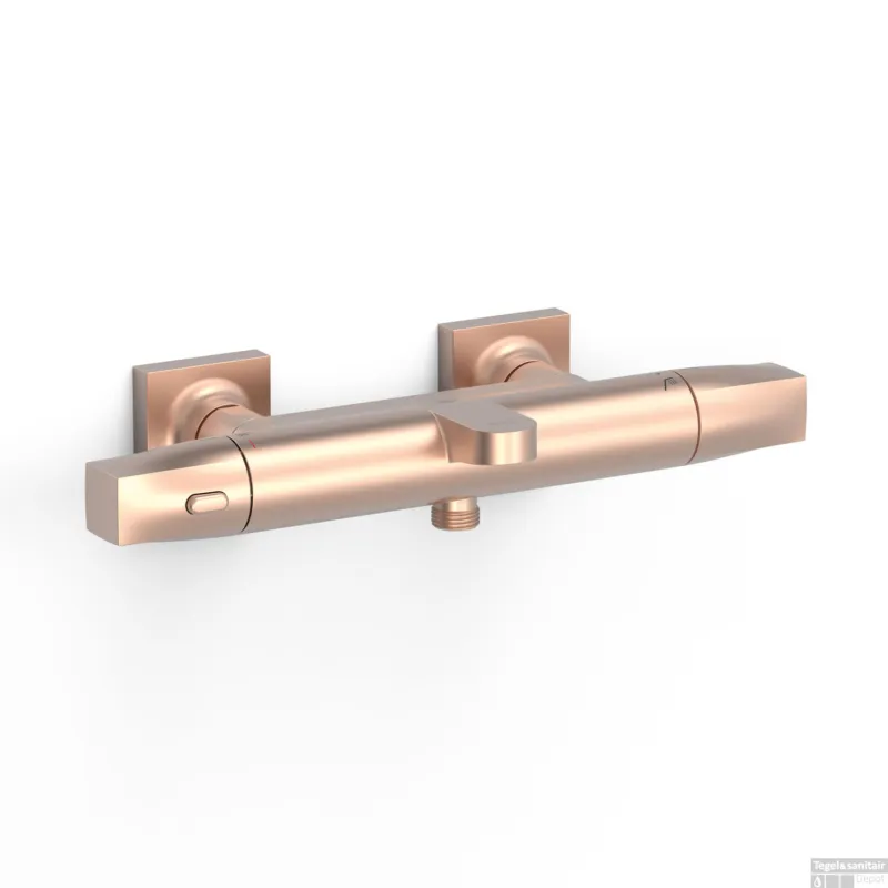 Flitsaanbieding Thermostatische Mengkraan Tres Over-Wall voor Bad en Douche Mat Rose Goud