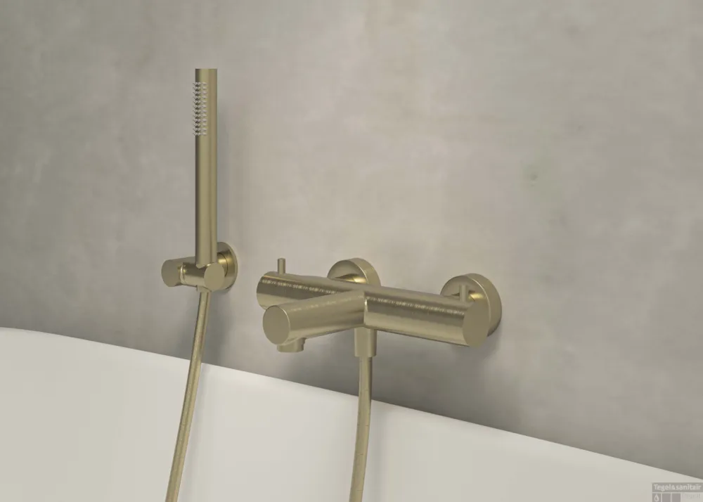 Badthermostaat MAY Opbouw Met Vaste Uitloop Geborsteld Mat Goud PVD Beste Prijs