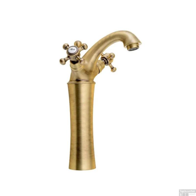 Dagaanbieding Wastafelmengkraan Sapho Antea 2-knop Gebogen Hoog 24.5 cm Brons (incl. pop-up waste)