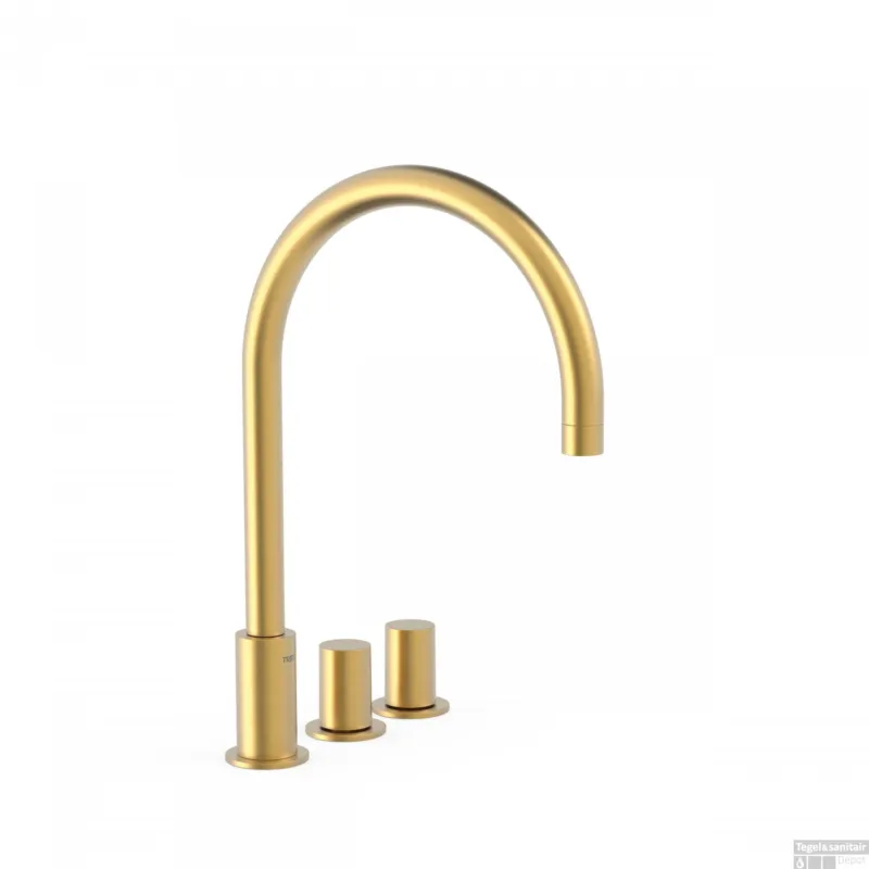 Badrandkraan Tres Study Exclusive Tweeknops Uitloop Gebogen 21,5 cm Mat Goud Bestseller