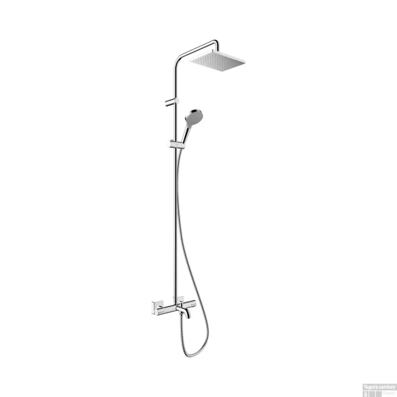 Regendouche set HansGrohe Vernis Shape Showerpipe 230 1 Jet EcoSmart met badthermostaat Chroom Lage Prijs