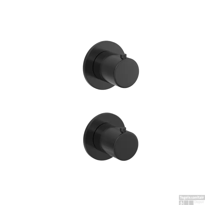 Hotbath COBBER Afbouwdeel - Inbouwthermostaat met 2 push Buttons Gepolijst Zwart PVD (PB7009EXTMBP) Uitverkoop