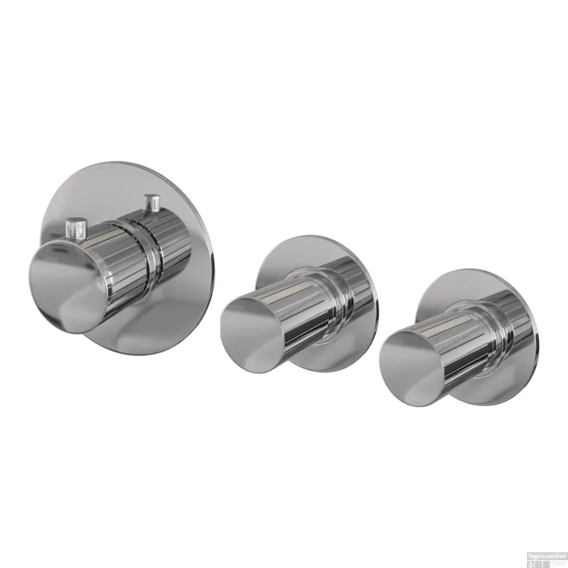 Brauer Stripe inbouwthermostaat en 2 stopkranen met in- en afbouwdelen chroom Bestseller