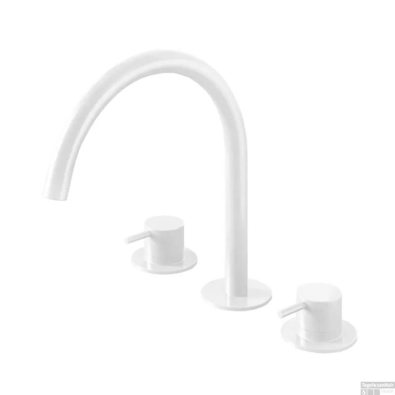 Wastafelmengkraan Hotbath Cobber 3 gats 2-hendel Gebogen 26.1 cm Mat Wit Koop Vandaag