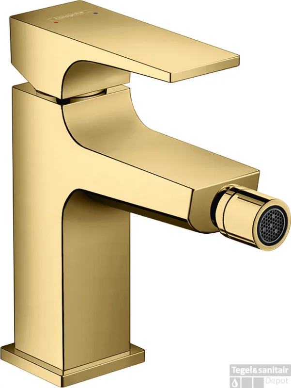 Hansgrohe Metropol ééngreeps bidetmengkraan mer afvoerpluggarnituur, Polished Gold Optic Beperkte Voorraad