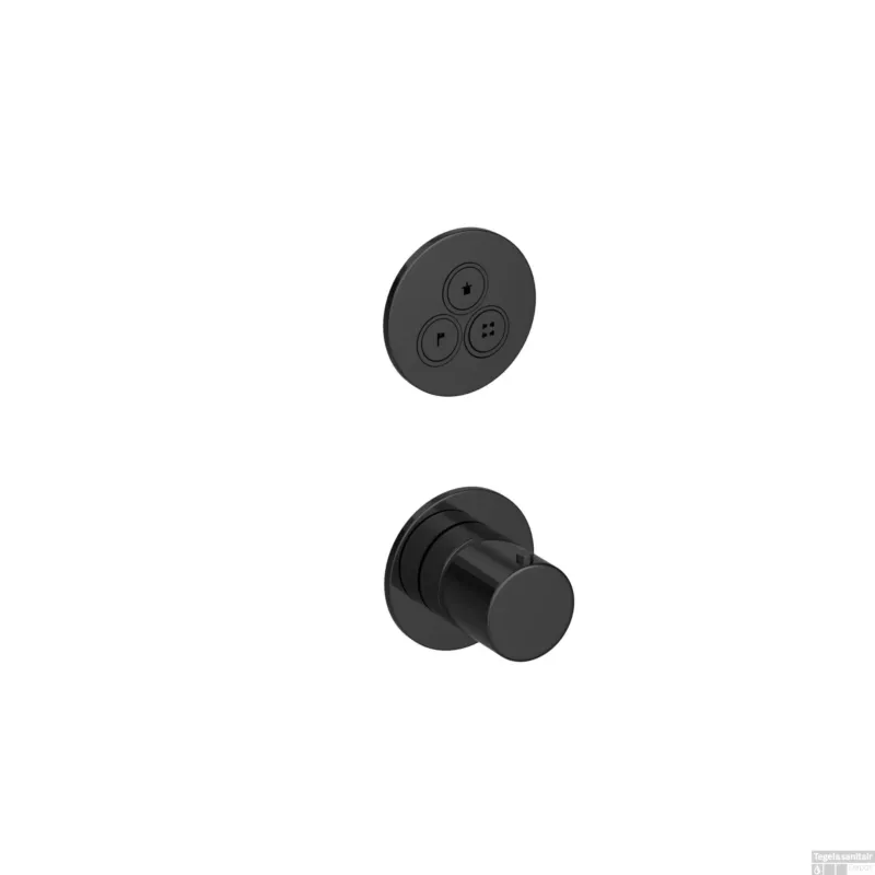 Aanbieding Hotbath COBBER Afbouwdeel - Inbouw Thermostaat met 3 push Buttons Gepolijst Zwart PVD (PB7039EXTMBP)