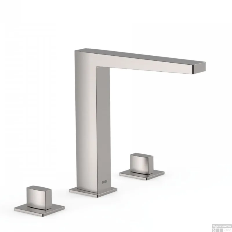 Weekendaanbieding Wastafelmengkraan Tres Slim Exclusive 3-Gats met 2 Knoppen RVS