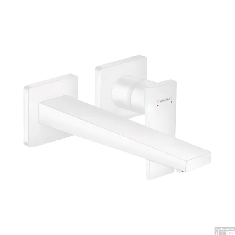 Beperkte Voorraad Wastafelmengkraan Metropol HansGrohe Afdekset Uitloop 22.5 cm en Afvoerplug Mat Wit