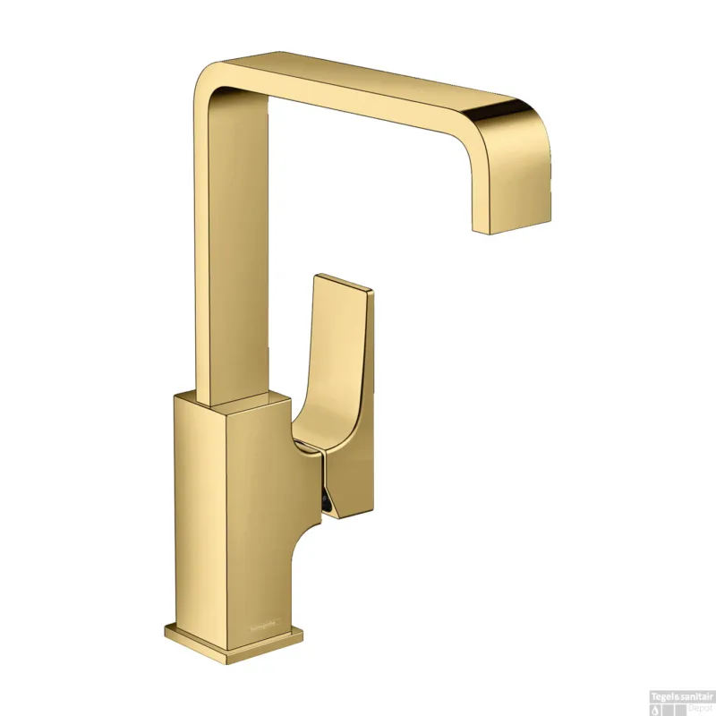 Wastafelmengkraan Metropol HansGrohe Eengreeps 230 met Rechte Greep en Push-Open Afvoer Gepolijst Goud Shop Nu
