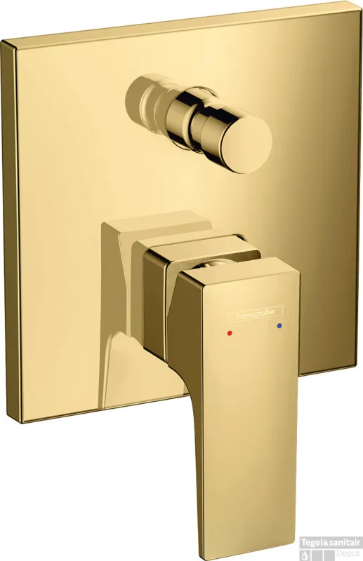 Hete Deal Hansgrohe Metropol ééngreeps badmengkraan afbouwdeel met rechte greep en zekerheidscombinatie, Polished Gold Optic