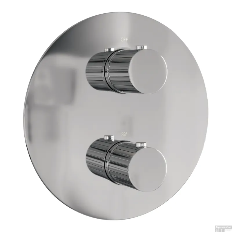 Brauer Stripe 3-weg inbouwthermostaat rond met in- en afbouwdelen chroom Gecertificeerd