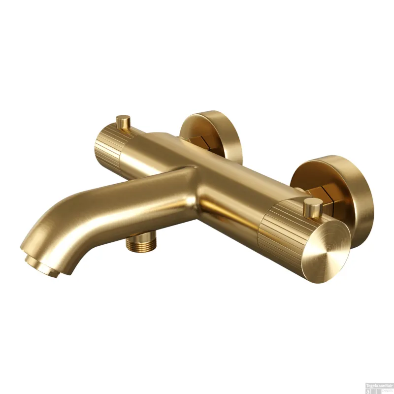 Brauer Stripe opbouw baddouche thermostaatkraan goud geborsteld PVD Lage Kosten