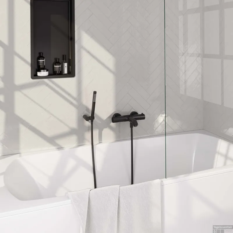 Opbouwset Bad- en Douchekraan Brauer Black Edition Thermostatisch Met Wandhouder Mat Zwart Goedkoop