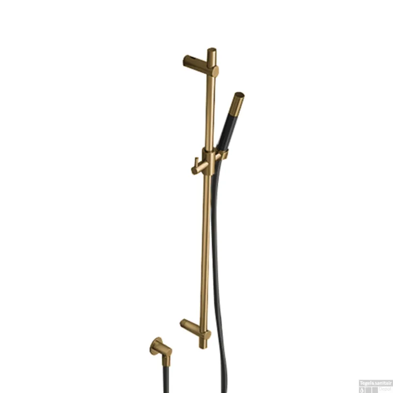 Laatste Versie Glijstangset Hotbath Cobber Met Wandaansluitbocht En Handdouche Geborsteld Messing Living Colours