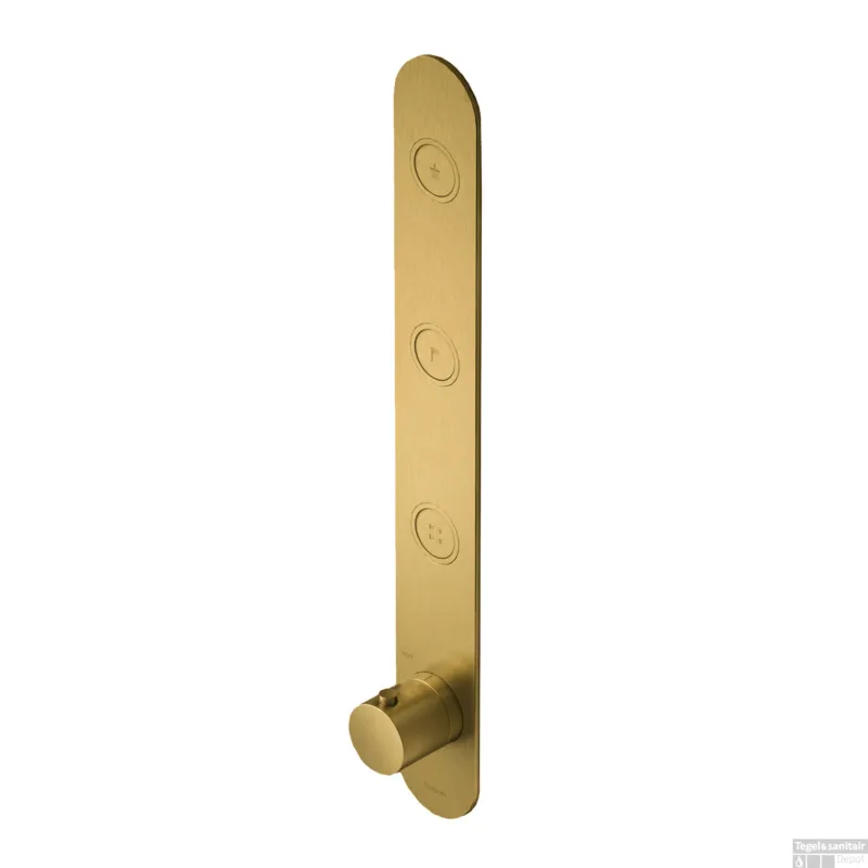 Douchethermostaat Hotbath Cobber Inbouw 3 Pushbuttons Geborsteld Messing (excl. inbouwdeel) Living Colours Nieuw