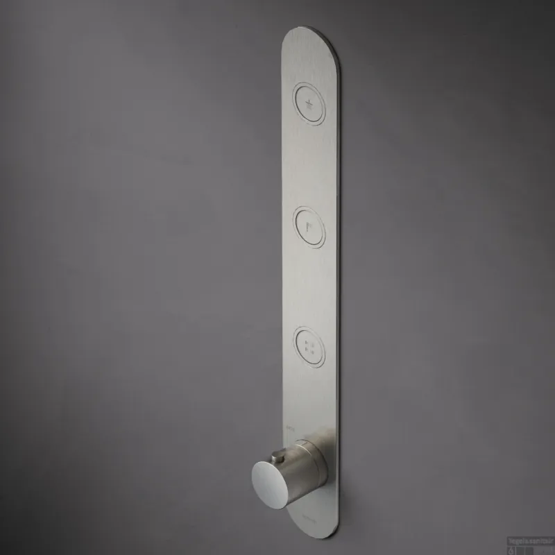 Uitverkoop Douchethermostaat Hotbath Cobber Inbouw 3 Pushbuttons Geborsteld Nikkel (excl. inbouwdeel)