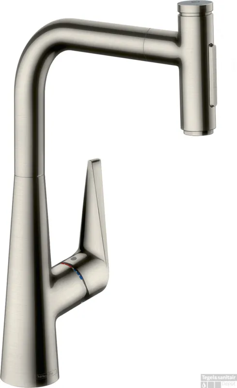 Hansgrohe Talis Select M51 M5117-H300 ééngreeps keukenmengkraan met uittrekbare vuistdouche, rvs look Rechtstreeks Van De Fabrikant