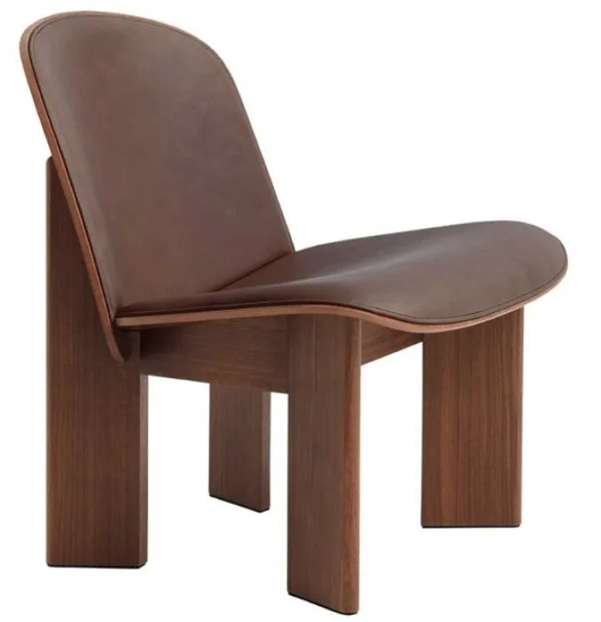 Aanbieding HAY Chisel loungestoel walnoot onderstel-Sense leder donkerbruin