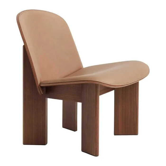 Uitverkoop HAY Chisel loungestoel walnoot onderstel-Sense leder nougat
