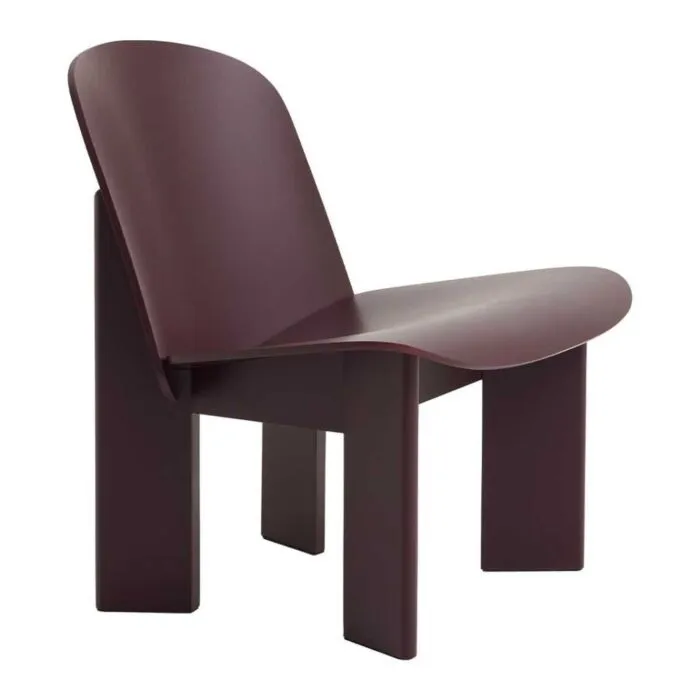 HAY Chisel loungestoel beuken onderstel-Dark bordeaux Snelle Levering