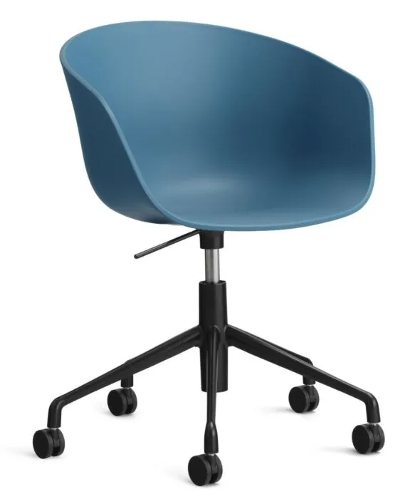 HAY About a Chair AAC52 gasveer bureaustoel - Zwart onderstel-Azure blue Dagaanbieding