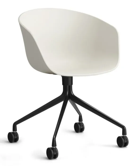 Exclusieve Aanbieding HAY About a Chair AAC24 bureaustoel - Zwart onderstel-Melange Cream