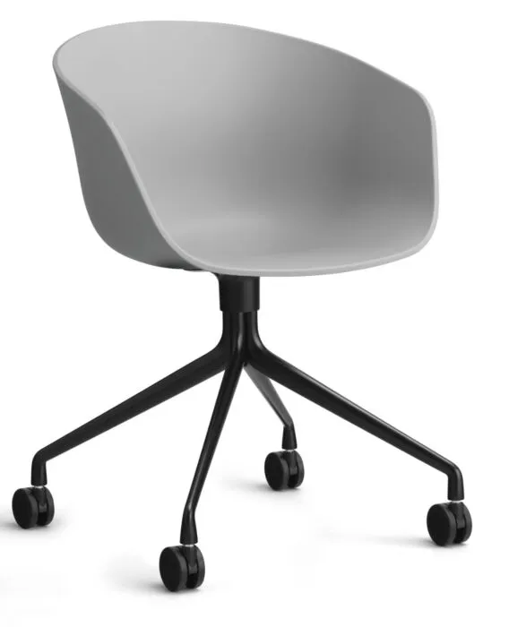 HAY About a Chair AAC24 bureaustoel - Chrome onderstel-Concrete grey Shop Nu