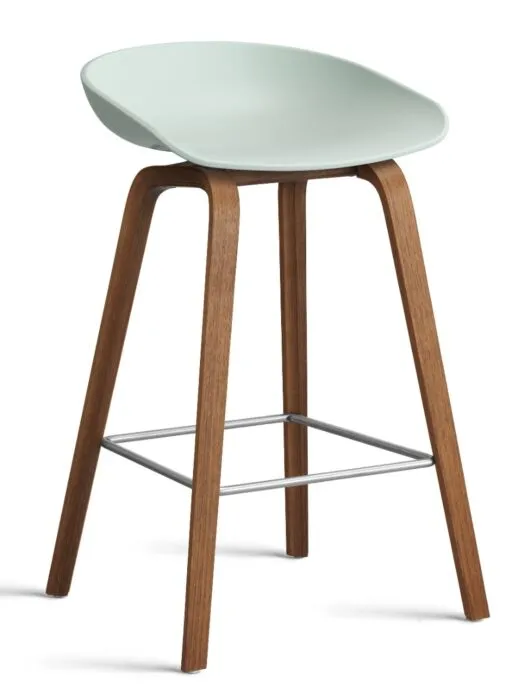 Tijdelijk Beschikbaar HAY About a Stool AAS32 barkruk Walnoot onderstel-Zithoogte 65 cm-Dusty Mint