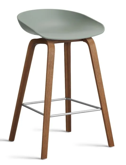 HAY About a Stool AAS32 barkruk Walnoot onderstel-Zithoogte 65 cm-Fall Green Dagaanbieding