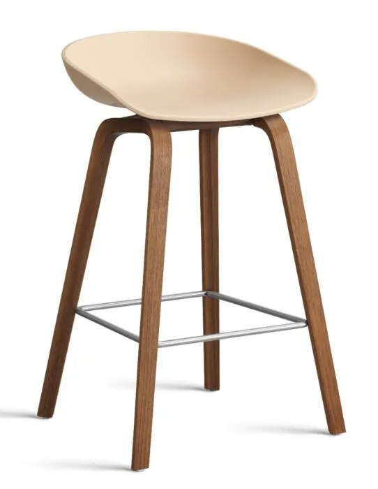 Laatste Kans HAY About a Stool AAS32 barkruk Walnoot onderstel-Zithoogte 65 cm-Pale Peach