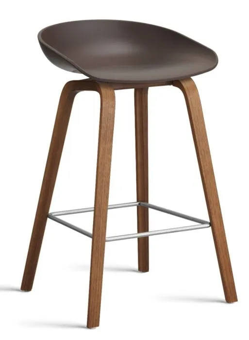 HAY About a Stool AAS32 barkruk Walnoot onderstel-Zithoogte 65 cm-Raisin Hete Deal