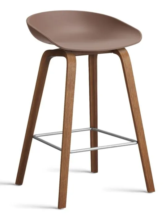 Express Levering HAY About a Stool AAS32 barkruk Walnoot onderstel-Zithoogte 65 cm-Soft Brick