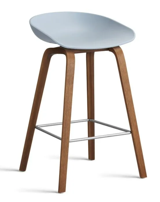 Koop Online HAY About a Stool AAS32 barkruk Walnoot onderstel-Zithoogte 65 cm-Slate Blue