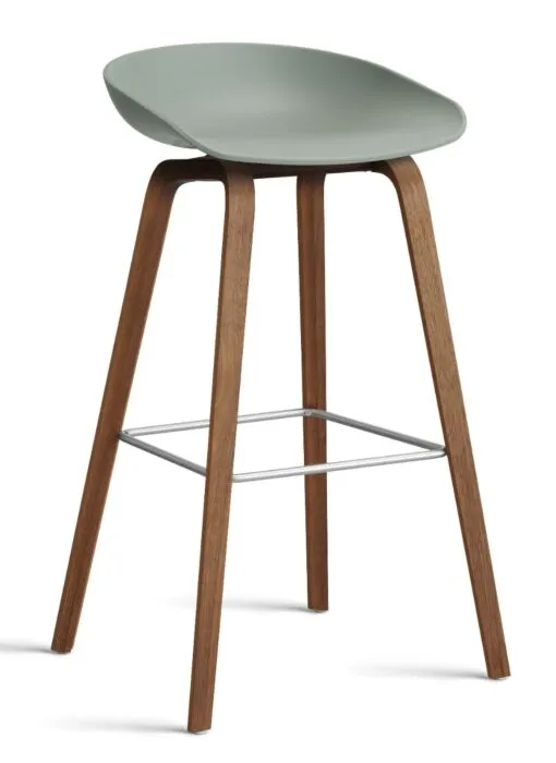 HAY About a Stool AAS32 barkruk Walnoot onderstel-Zithoogte 75 cm-Fall Green Gecertificeerd