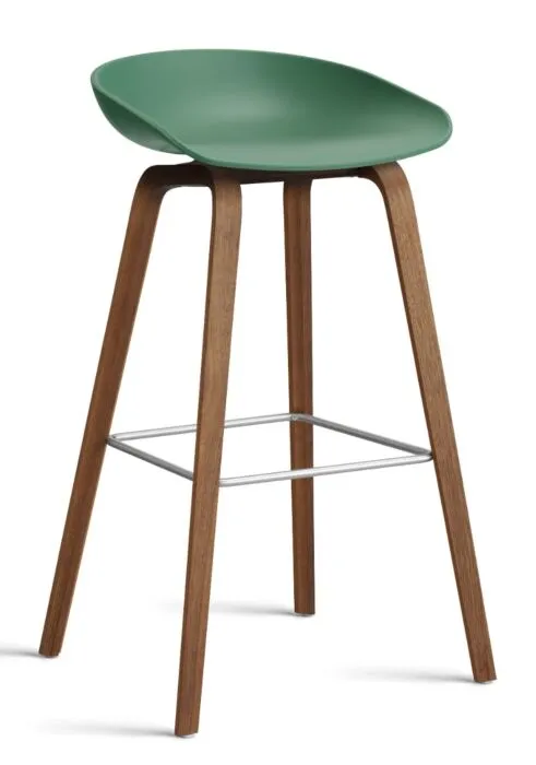 HAY About a Stool AAS32 barkruk Walnoot onderstel-Zithoogte 75 cm-Teal Green Flitsaanbieding
