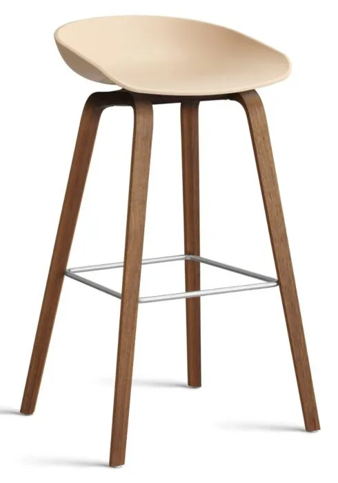 HAY About a Stool AAS32 barkruk Walnoot onderstel-Zithoogte 75 cm-Pale Peach Alleen Vandaag