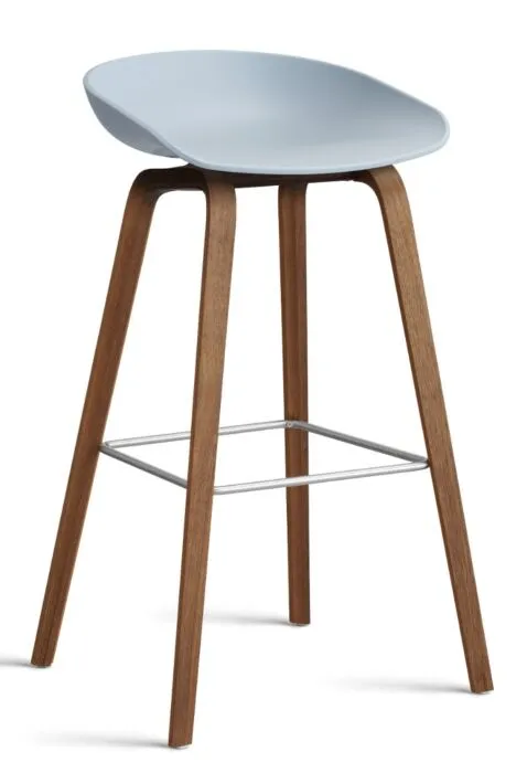 HAY About a Stool AAS32 barkruk Walnoot onderstel-Zithoogte 75 cm-Slate Blue Betrouwbaar
