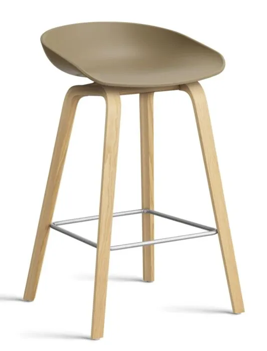 Beperkt Aanbod HAY About a Stool AAS32 barkruk mat gelakt onderstel-Zithoogte 65 cm-Clay