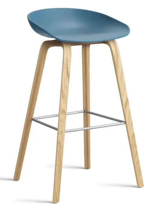 Betaalbaar HAY About a Stool AAS32 barkruk mat gelakt onderstel-Zithoogte 75 cm-Azure blue
