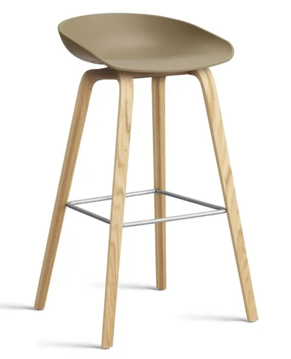 Merkproduct HAY About a Stool AAS32 barkruk mat gelakt onderstel-Zithoogte 75 cm-Clay