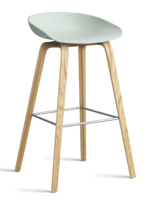 Op = Op HAY About a Stool AAS32 barkruk mat gelakt onderstel-Zithoogte 75 cm-Dusty Mint