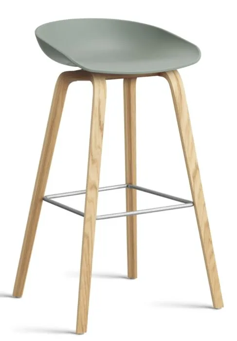 Laatste Versie HAY About a Stool AAS32 barkruk mat gelakt onderstel-Zithoogte 75 cm-Fall Green